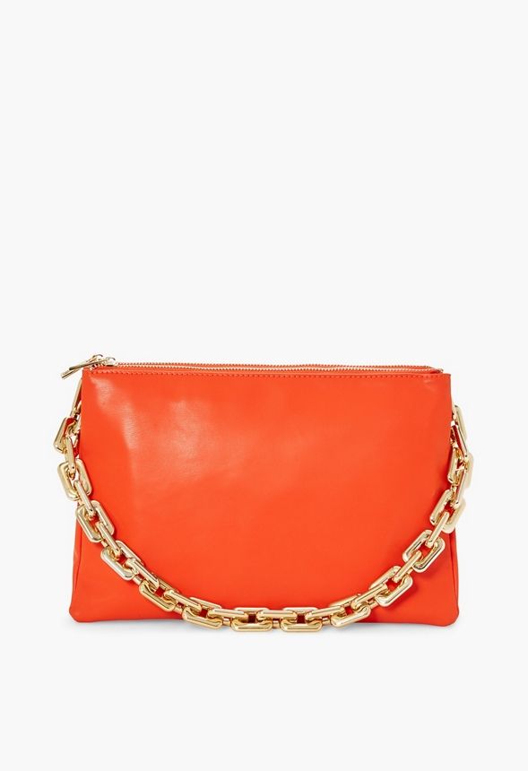 Oval Chain Zippered Pouch Shoulder Bag | JustFab