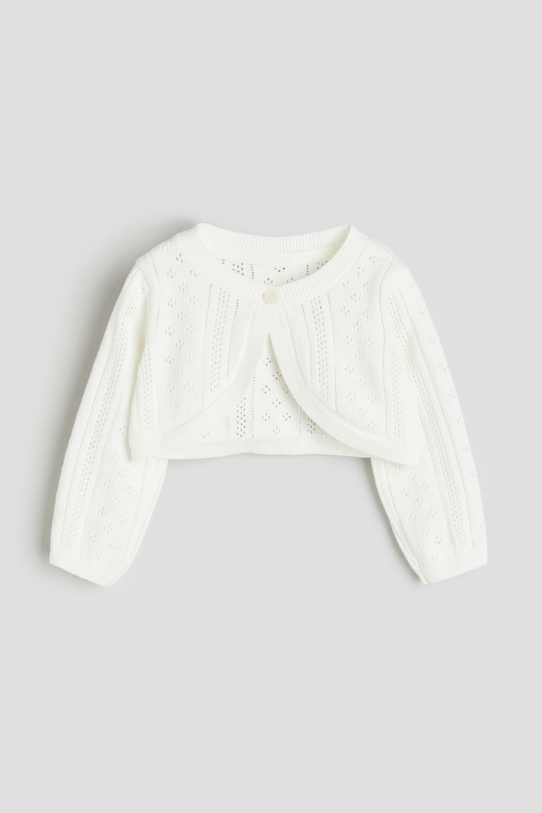 Scallop-edged Bolero Sweater - White - Kids | H&M US | H&M (US + CA)
