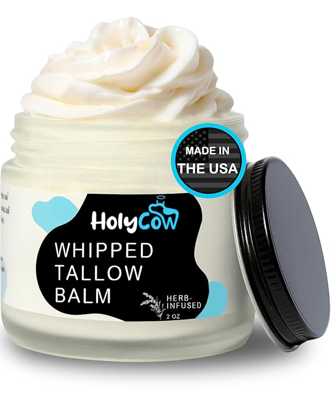 HolyCow 100% Grass Fed Beef Tallow For Skin - Whipped Tallow Balm with Organic Jojoba Oil (Unscen... | Amazon (US)