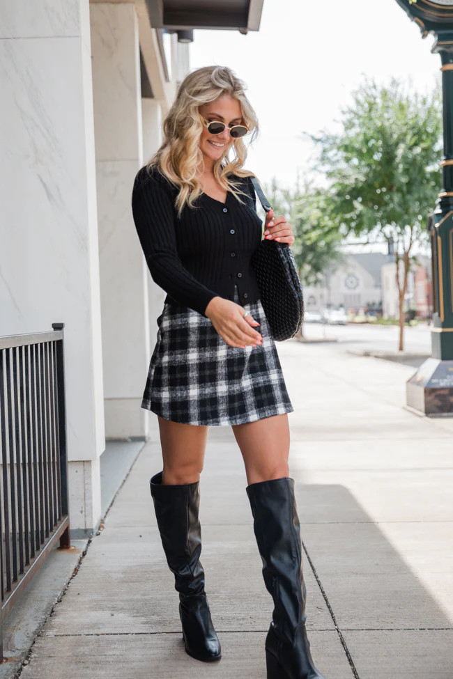 What You Needed Black Ribbed Cardigan | Pink Lily