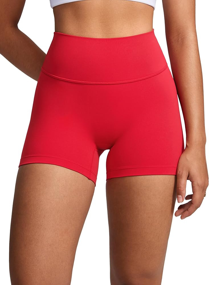 Womens High Waist No Front Seam Biker Shorts 4 Inches Running Volleyball Spandex Yoga Gym Workout... | Amazon (US)