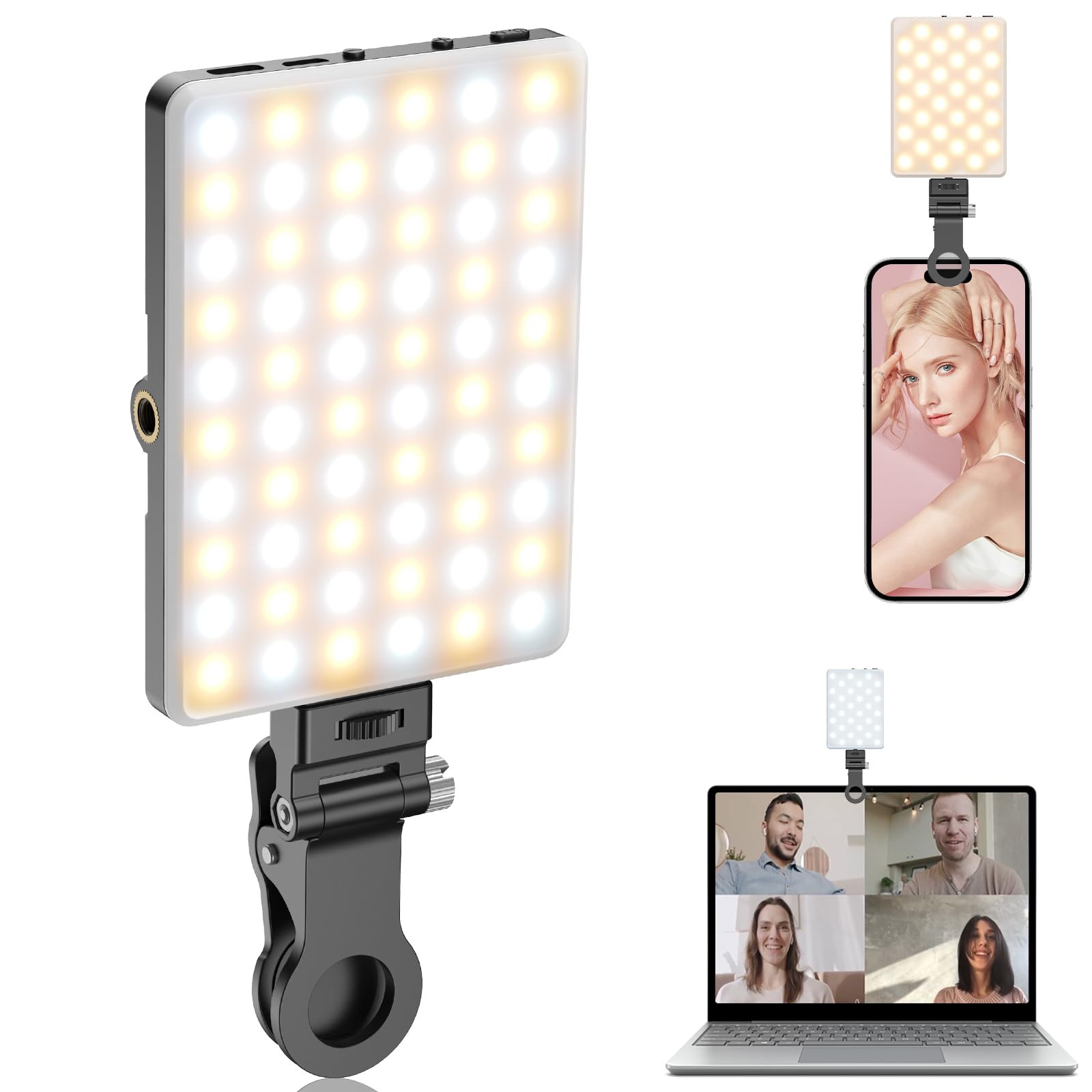 TONEOF Selfie Light Mobile Phone, Monitor Lamp, USB Rechargeable Video Light with Clip & Two 1/4 ... | Amazon (DE)
