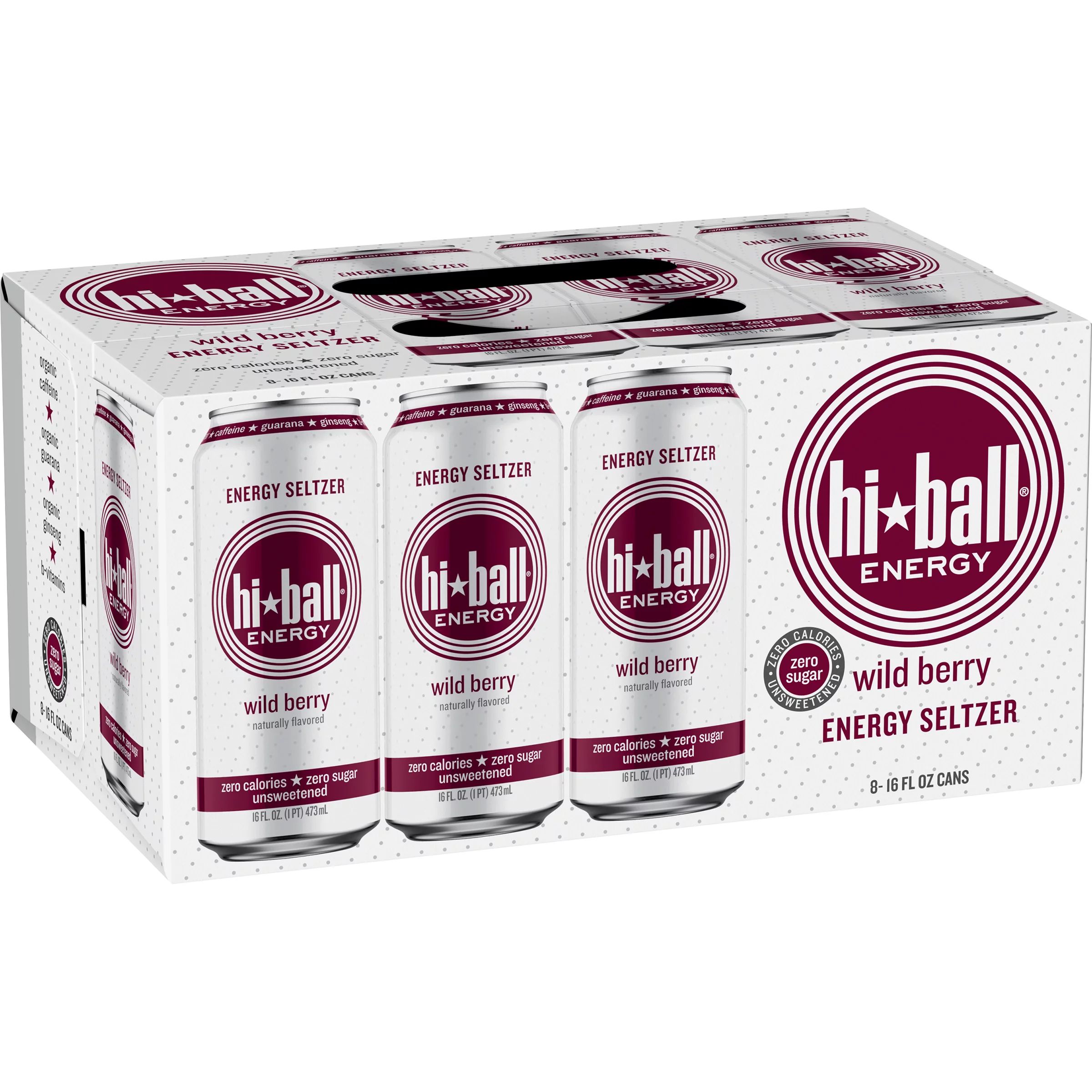 Hiball Energy Wild Berry Sparkling Energy Water, Zero Sugar and Zero Calorie Energy Drink, 16 Flu... | Walmart (US)