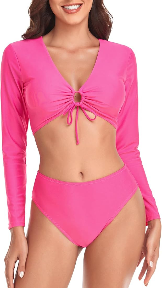 RELLECIGA Women's Long Sleeve Crop Set | Amazon (US)