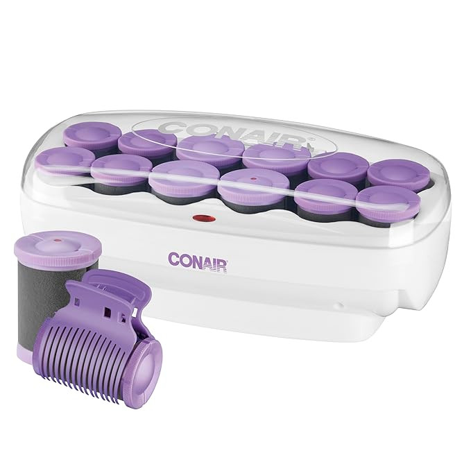 Conair Hot Rollers for Long, Medium & Short Hair, 12 Ceramic Flocked 1½-Inch and 1¾-Inch Heated... | Amazon (US)