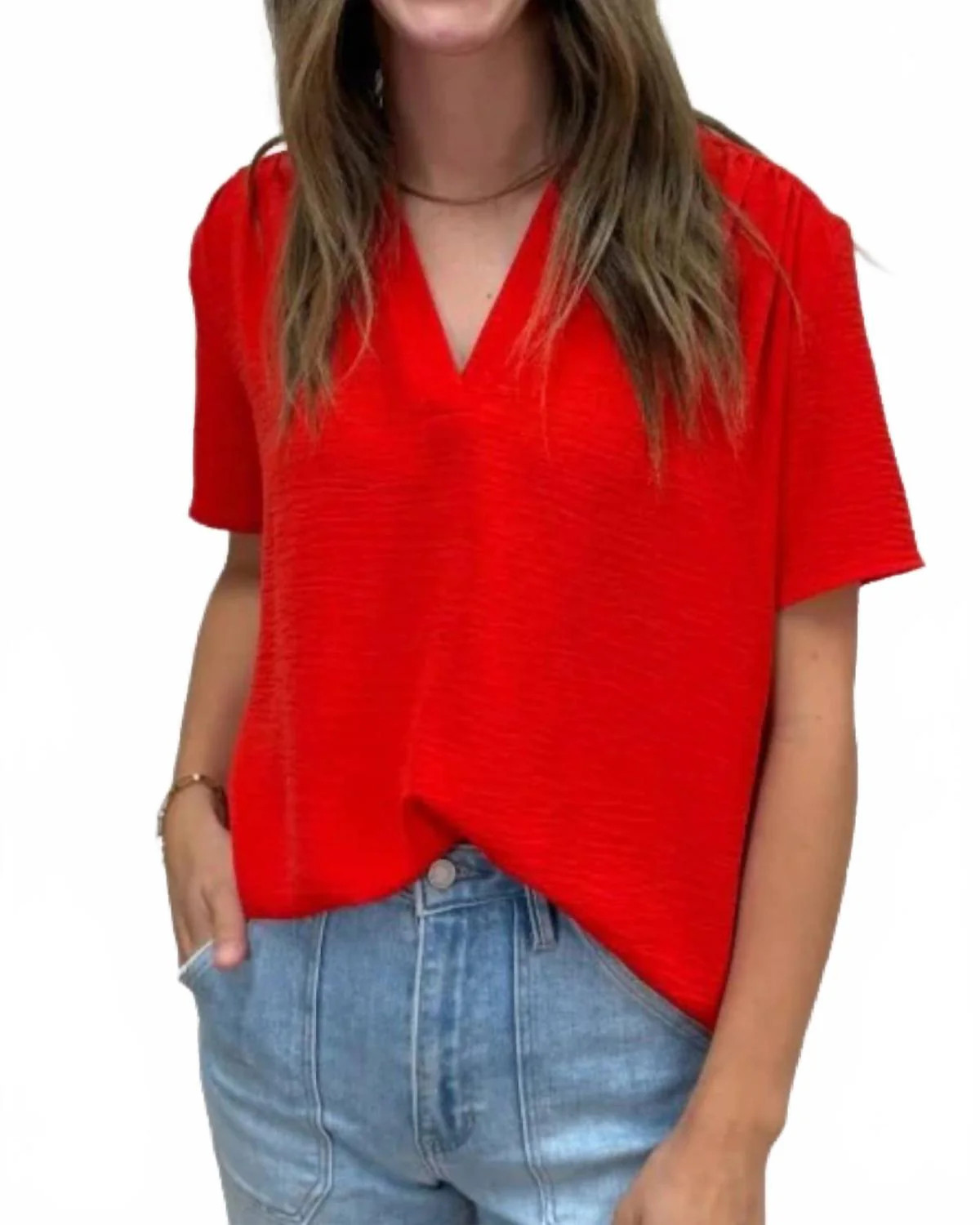 V-Neck Shirt In Red | Shop Simon
