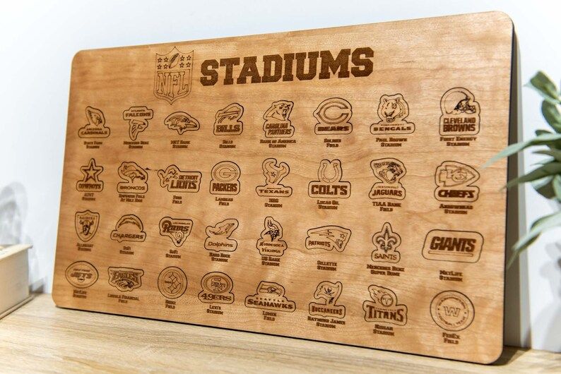 NFL Stadium Tour Tracker | National Football League Team Field Map | Wooden Bucket List Board | A... | Etsy (US)