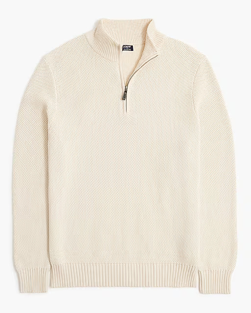 Cotton honeycomb knit half-zip | J.Crew Factory