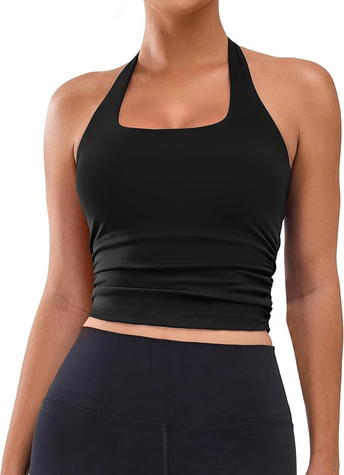 BMJL Womens Halter Built in Bra Workout Sports Tank Tops Summer Trendy Backless Going Out Clothin... | Amazon (US)