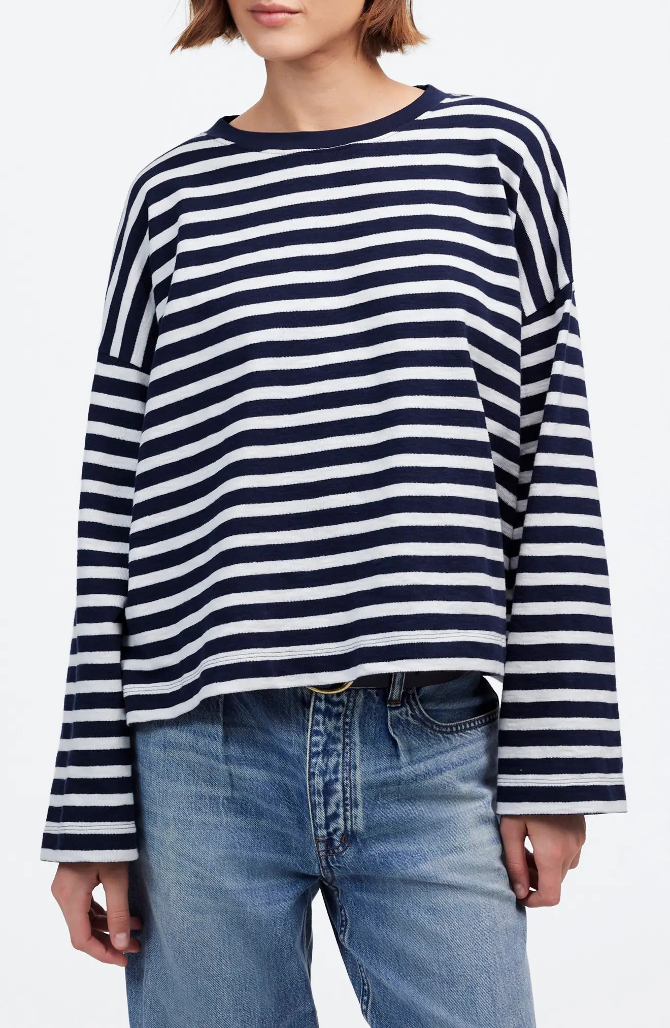 Madewell Easy Stripe Long Sleeve Top (Women) | Nordstrom | Nordstrom