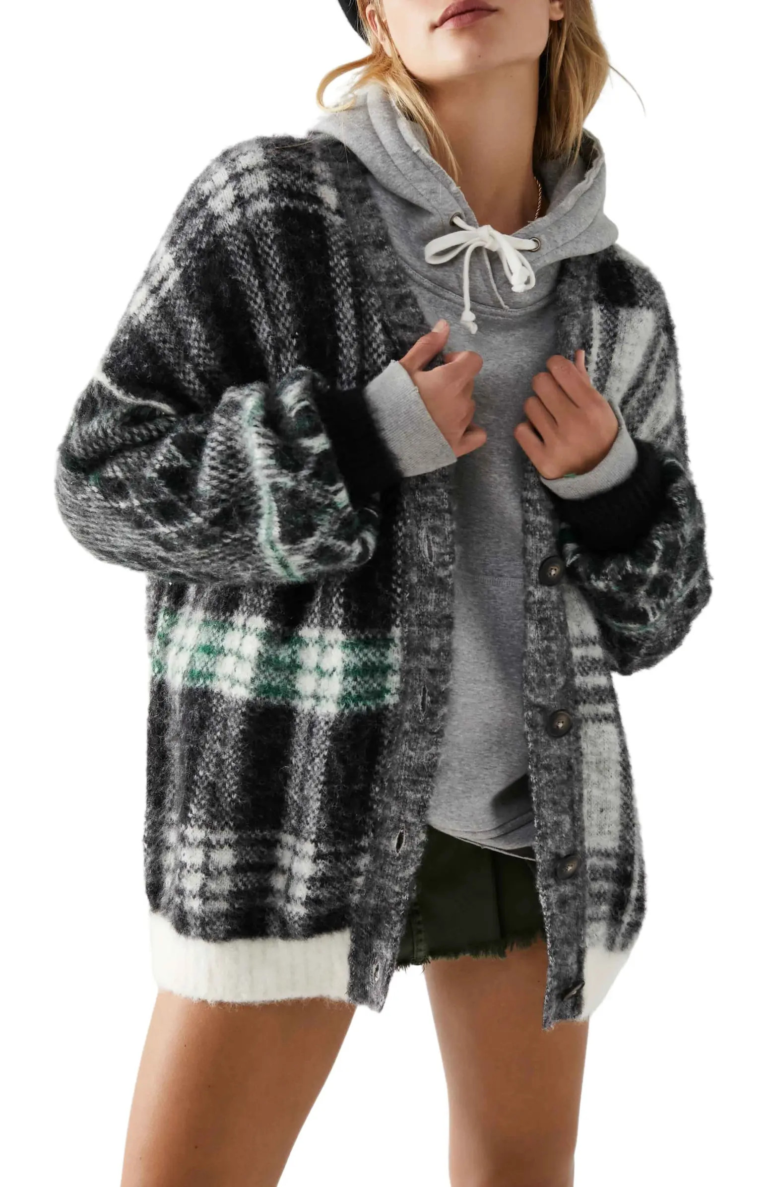 Sepia Plaid Jacquard Oversize CardiganFREE PEOPLE | Nordstrom