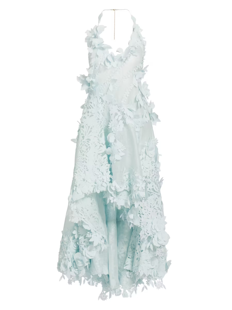 Natura Laser-Cut Halterneck High-Low Dress | Saks Fifth Avenue