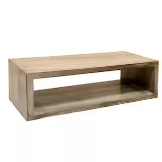 The Urban Port 58 in. L Charcoal Gray Rectangular Cube Shape Wooden Coffee Table with Open Bottom... | The Home Depot