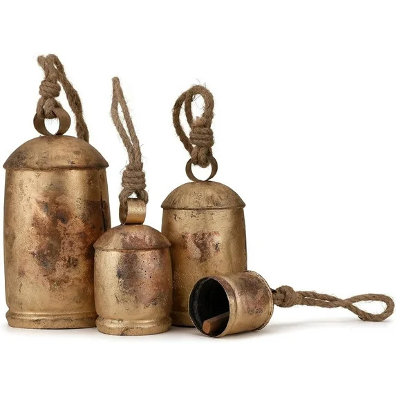 Vivanta Christmas Decor Cow Bells for Doors & Knobs - Giant Metal Hanging Decorative Bells 4s Gol... | Walmart (US)