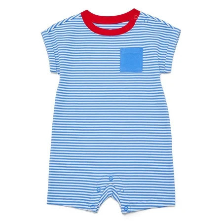 Wonder Nation Baby Boys Striped Pocket Romper, Sizes 0M-24M | Walmart (US)