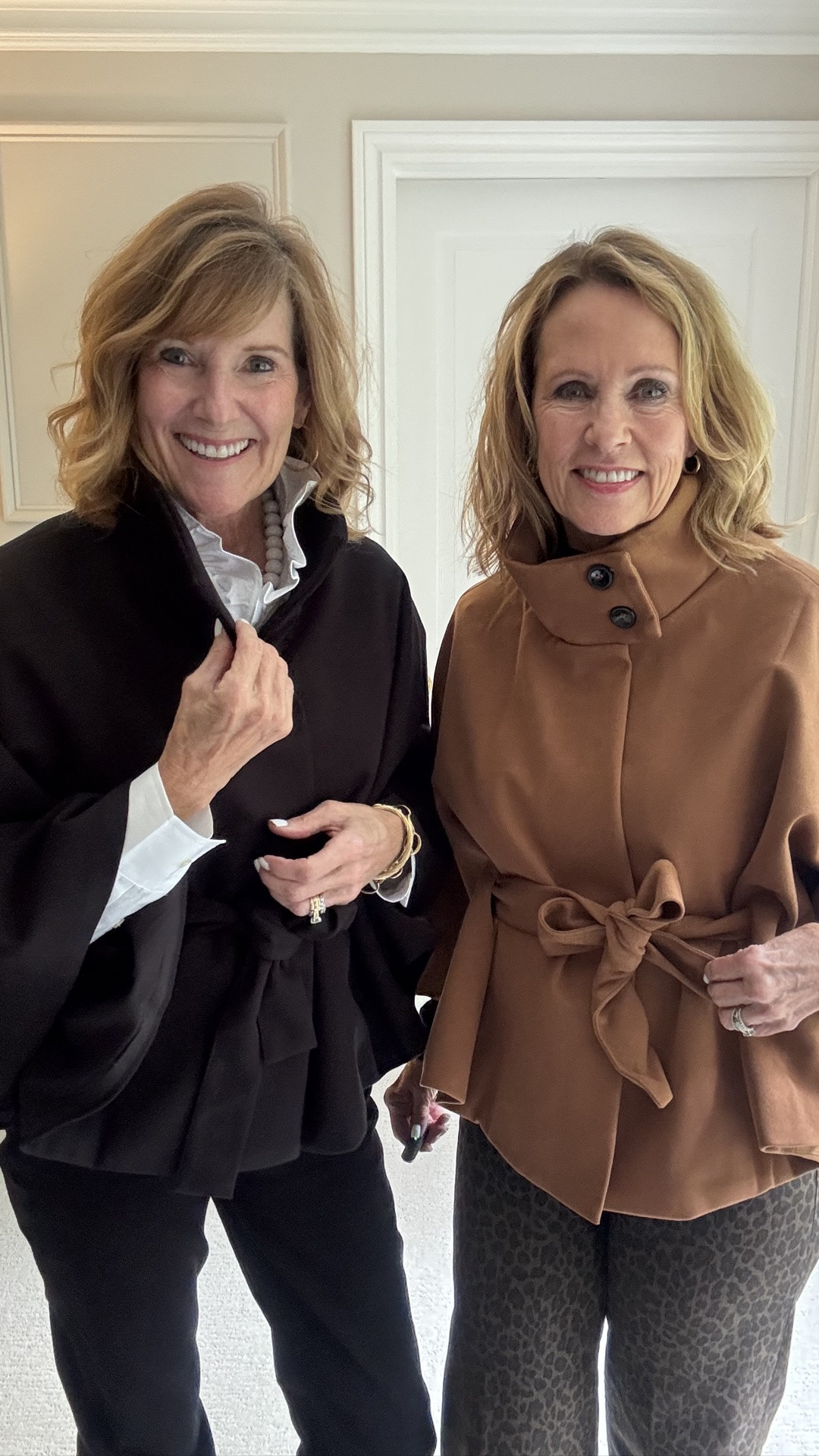 Val found this cape sleeve coat at target and we just had to share. It’s the perfect weight for when the temperature is in the 50s. Also, the way it fits, you could wear a sweater underneath and be so comfortable. Perfect for this Midwest fall weather that we’re having now. It comes in five colors. Bev is wearing the black. Val is wearing the camel and we both have on size small. These are really great!   And they are on sale! 

#LTKfallcoats￼￼

#LTKootd #LTKSaleAlert