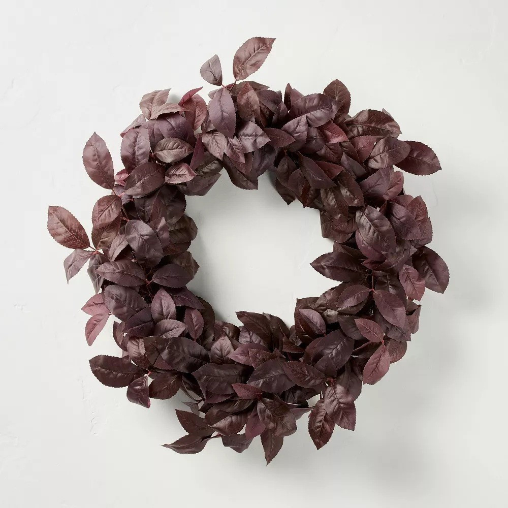 Hearth & Hand Dark Burgundy Fall Autumn Themed 26" Artificial Leaf Indoor Wreath | eBay | eBay US