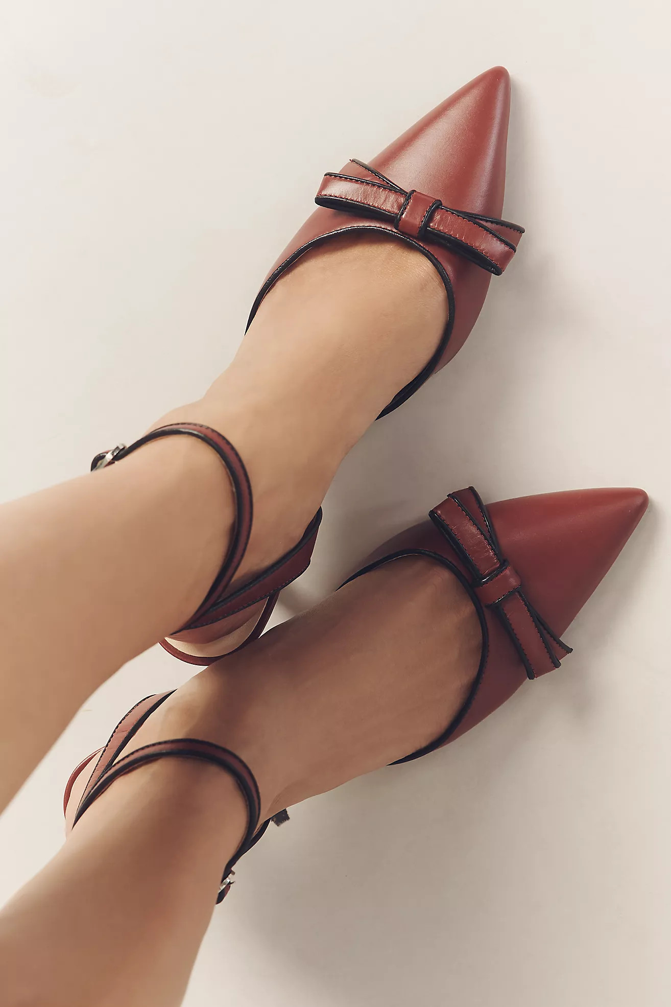 Maeve Pointed-Toe Ankle-Strap Bow Heels | Anthropologie (US)