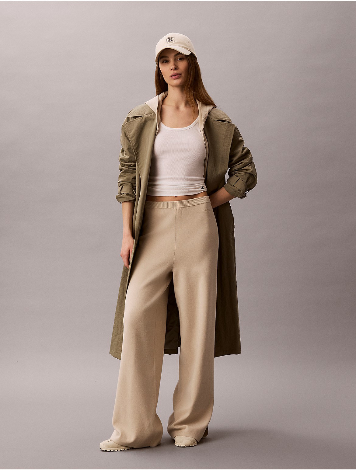 Calvin Klein Women's Relaxed Knit Wide Leg Pants - Brown - L | Calvin Klein (US)