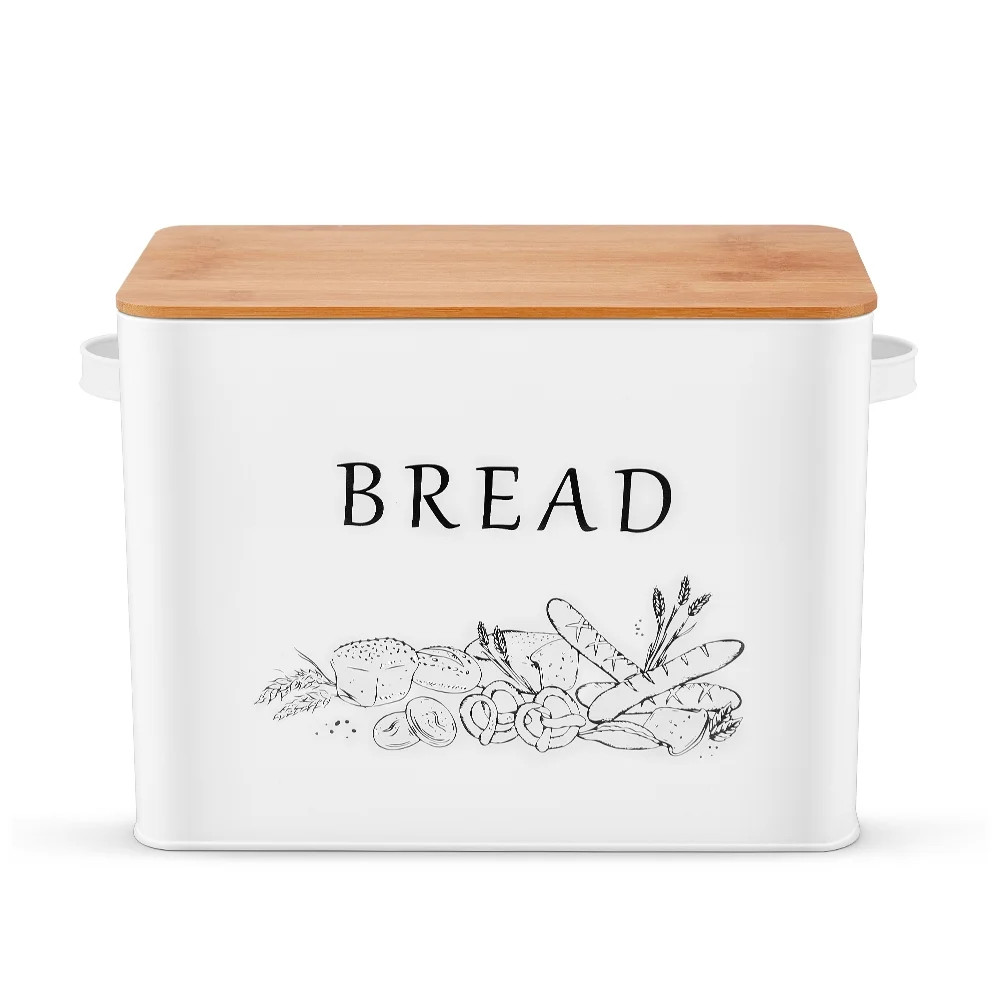 Walchoice Bread Box with Bamboo Lid for Kitchen Countertop, Farmhouse Metal Bread Storage Contain... | Walmart (US)