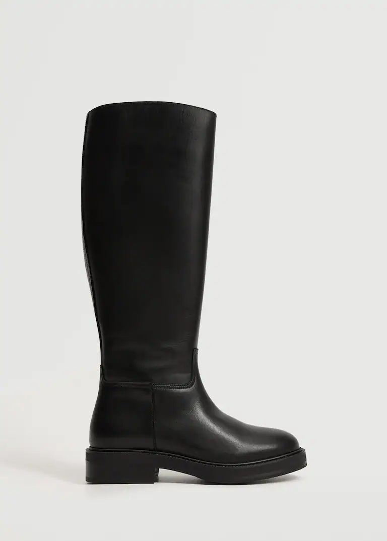 Leather boots with tall leg | MANGO (US)