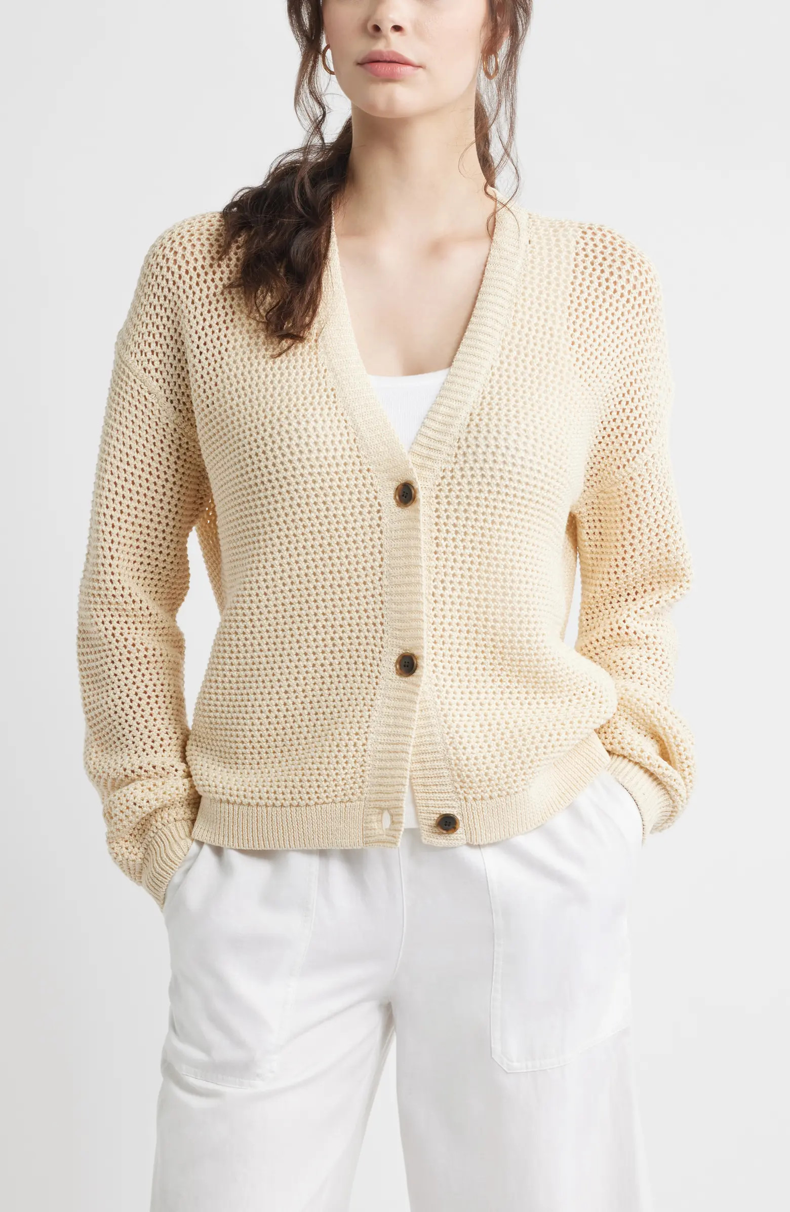 Open Stitch Cotton Cardigan | Nordstrom