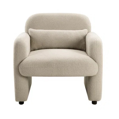 Contemporary Beige Boucle Upholstered Comfort Chair With Plywood Base, Pocket Coil Support, And A Single Pillow For Home Comfortable Modern Fabric Acc | Wayfair North America