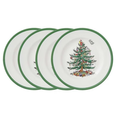 Spode Christmas Tree 8 Inch Salad Plates, Set of 4, Holiday Earthenware Tableware Gift, Festive Small Dinner Plate, Made in England | Target