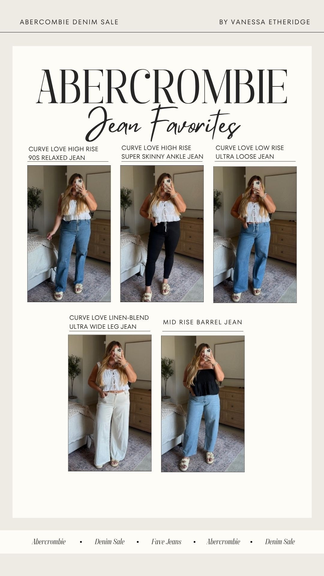 My favorite abercrombie denim jeans!! I wear a 34 long in them and an xl in these cute tops!!

#LTKSaleAlert #LTKMidsize #LTKStyleTip