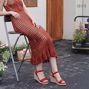 IDIFU IN4 Espadrille Wedge Sandals for Women Open Toe Ankle Strap Platform Wedges Heels Causal Su... | Amazon (US)
