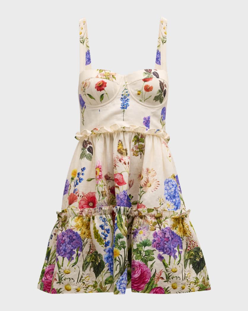Audrey Floral-Print Poplin Fit & Flare Mini Dress | Neiman Marcus