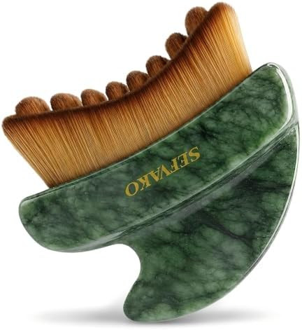 Lymphatic Contour Face Brush, Dual-Ended Dry Brush + Cool-Touch Jade Gua Sha Edge, 0.075mm Ultra-... | Amazon (US)