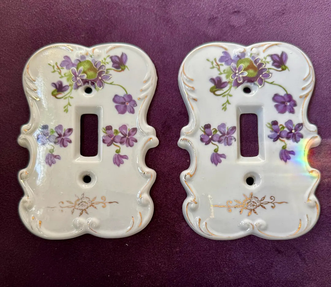 Vintage Hand Painted Porcelain Light Switch Covers Japan - Etsy | Etsy (US)