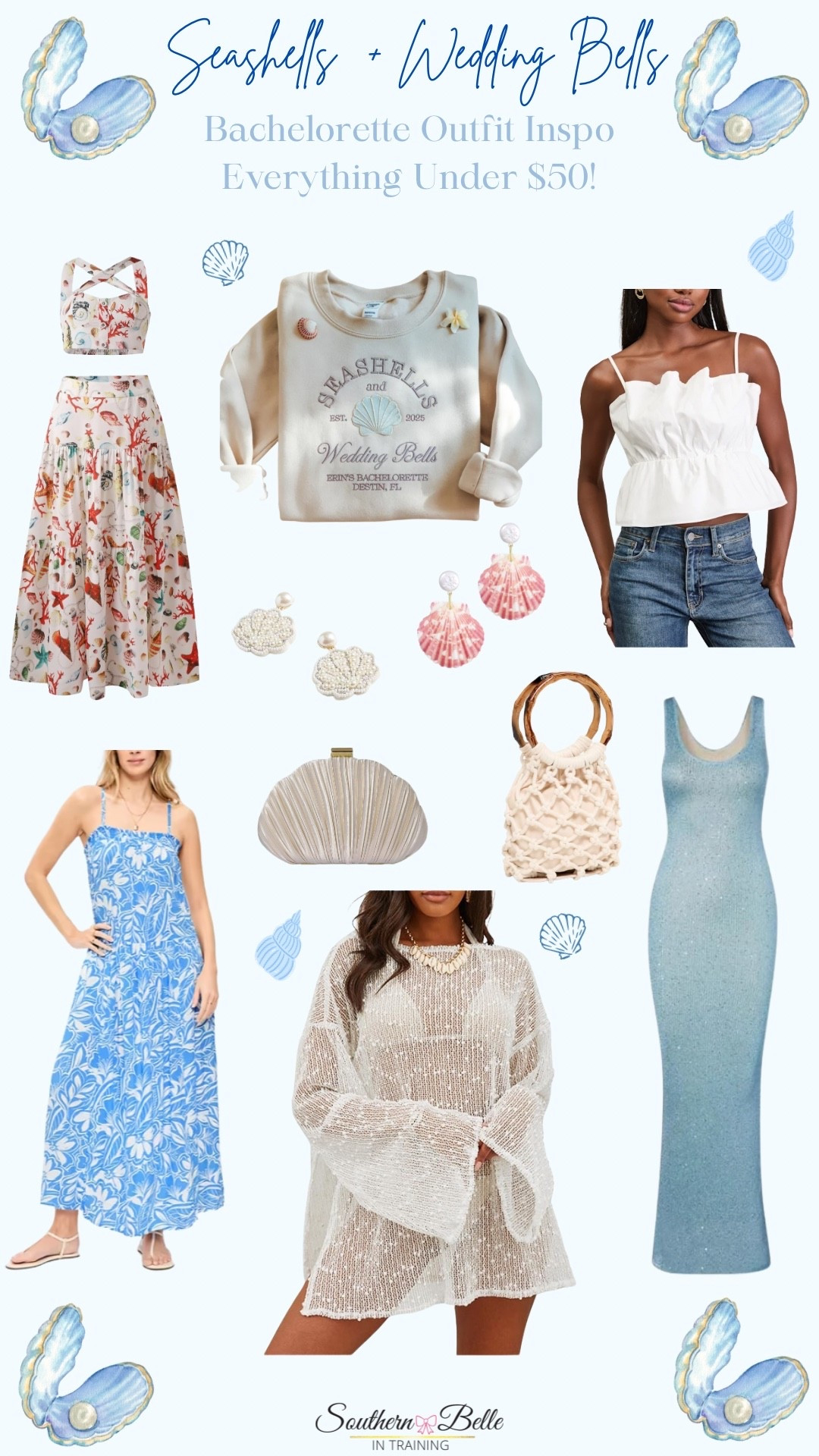 Seashells and Wedding Bells Bachelorette themed finds || Bachelorette outfit || Beach trip 

#LTKWedding