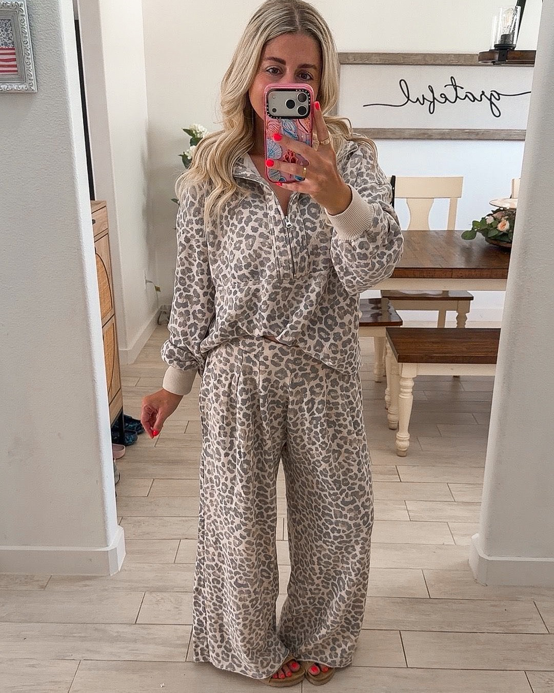 Leopard matching sets on sale 
Size xs
Sandals tts

#LTKootd #LTKSaleAlert