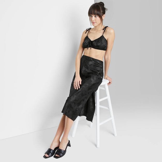 Women's Satin Jacquard Midi Slip Skirt - Wild Fable™ | Target