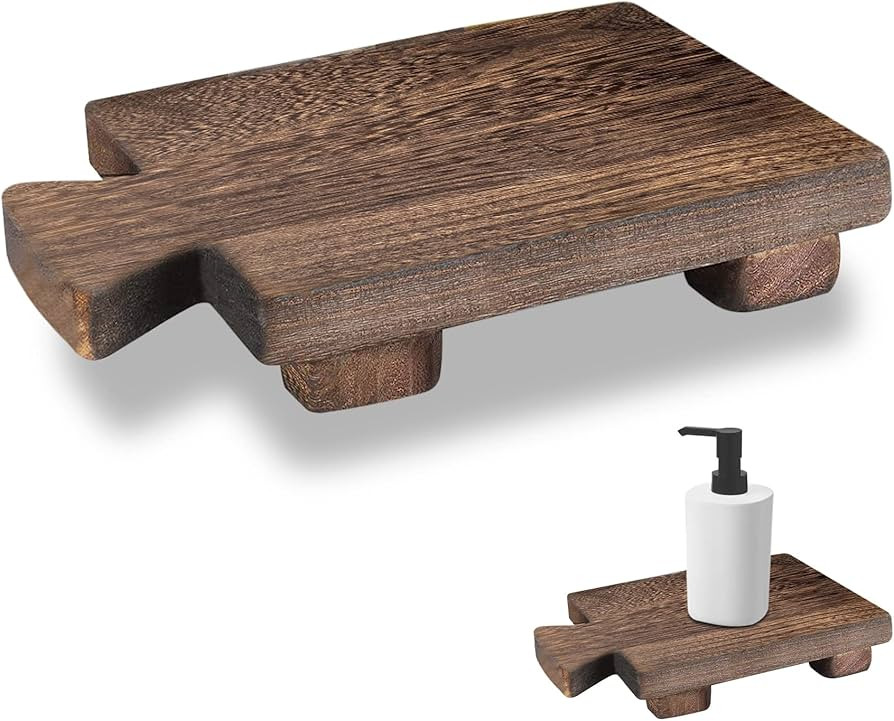 Vintage Black Wooden Soap Holder & Tray - Soap Stand/Riser for Kitchen & Bathroom Sink, Bottle & ... | Amazon (US)