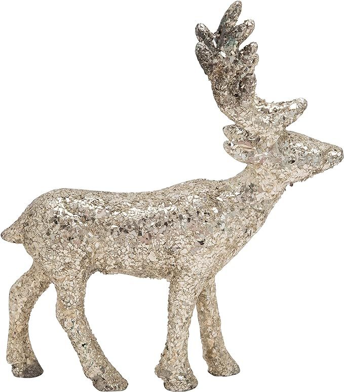 Creative Co-Op 8-1/2"L x 1-1/2"W x 9-3/4"H Cast Metal Deer w/Silver Mica Flakes Figures and Figur... | Amazon (US)