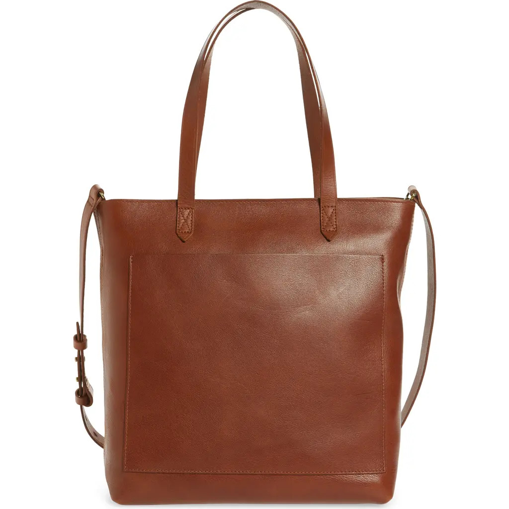 Madewell The Zip-Top Medium Transport Leather Tote in English Saddle at Nordstrom | Nordstrom