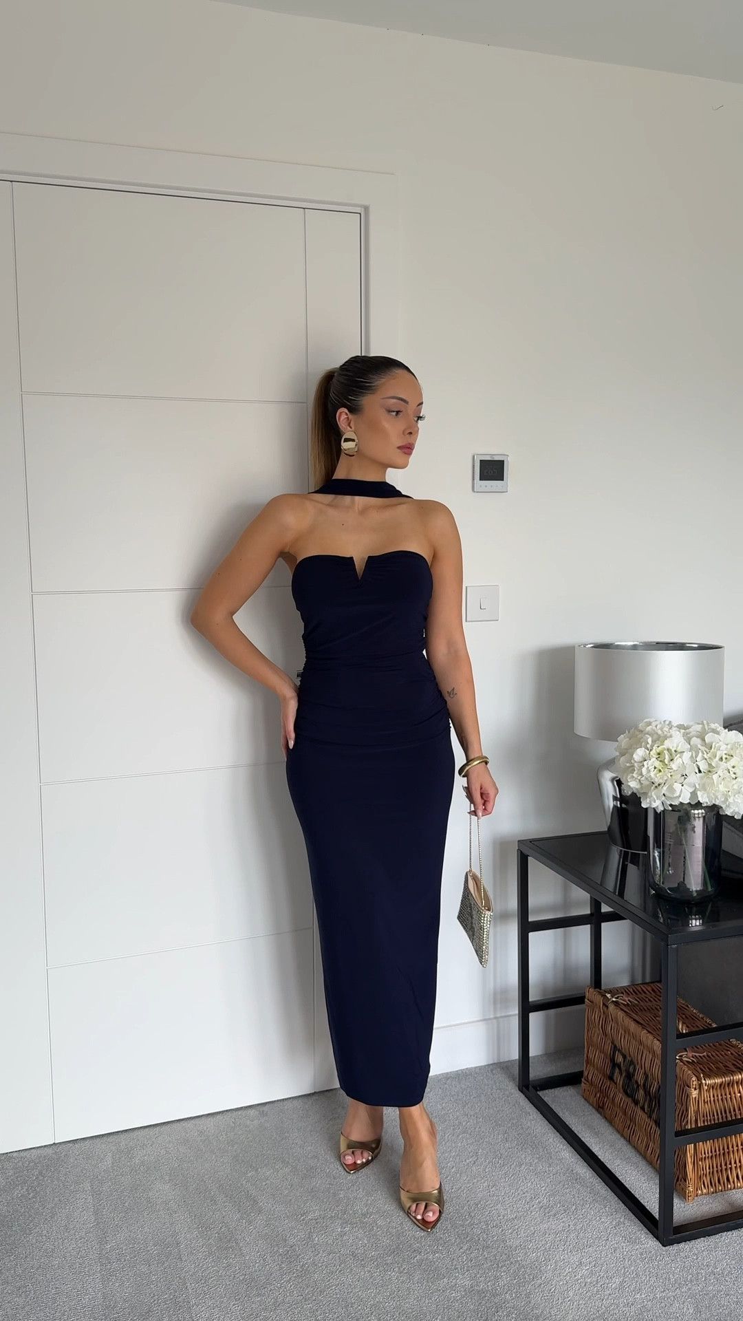 Wedding guest dress idea 

#weddingguest #weddingguestdress #weddingguestoutfit #weddingguestlook #bridesmaid #bridesmaiddress #dress #midaxi #midaxidress #navydress #chokerdress #longdress 

#LTKpartywear #LTKwedding #LTKdatenight