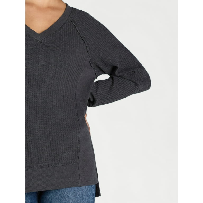 Time and Tru Women's Waffle Knit Sweatshirt, Sizes XS-XXXL | Walmart (US)