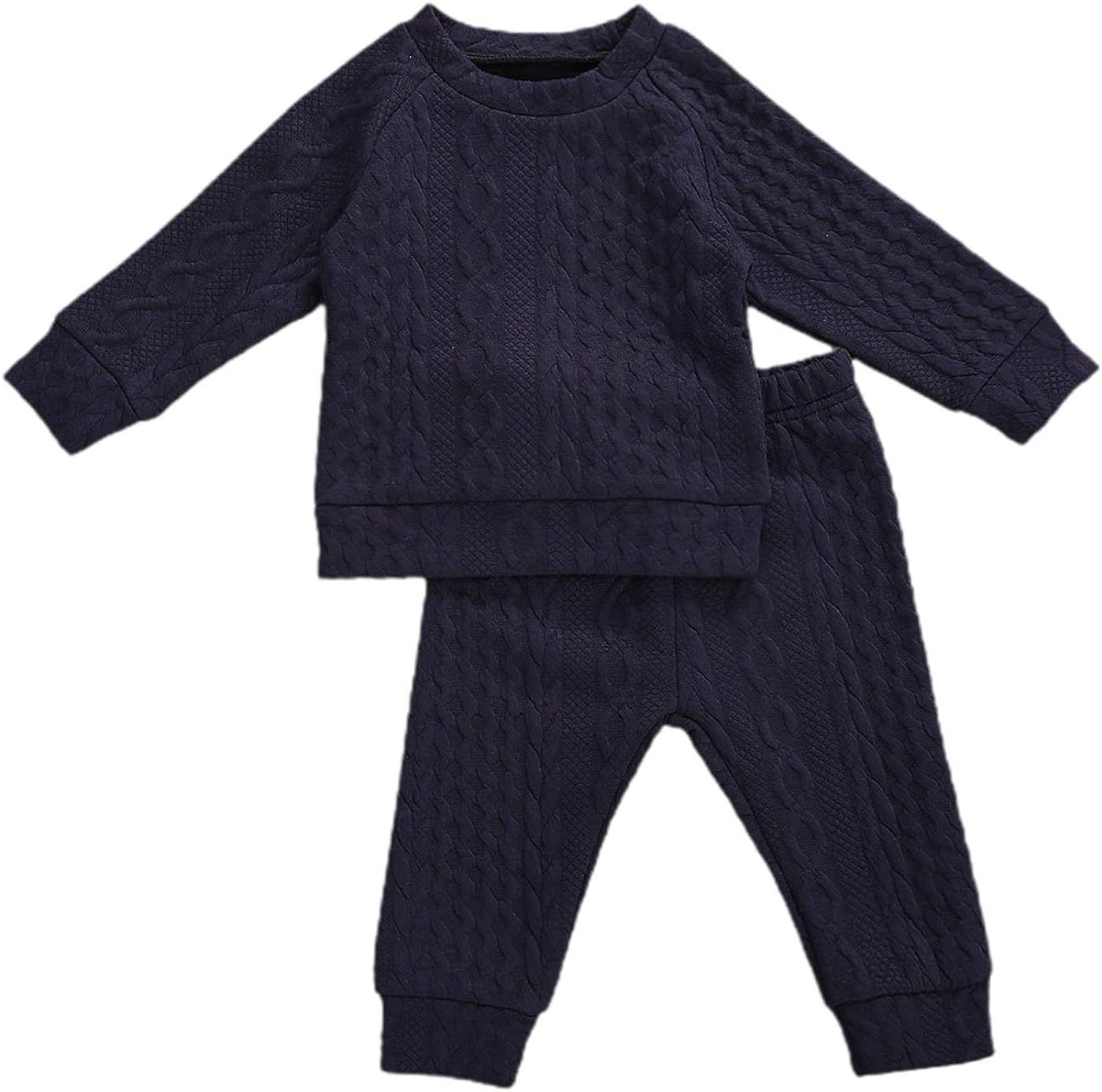 Qiylii Toddler Baby Girls Boys Twist Knit Sweater Shirt Top and Pants Cotton Warm Clothes Winter | Amazon (US)