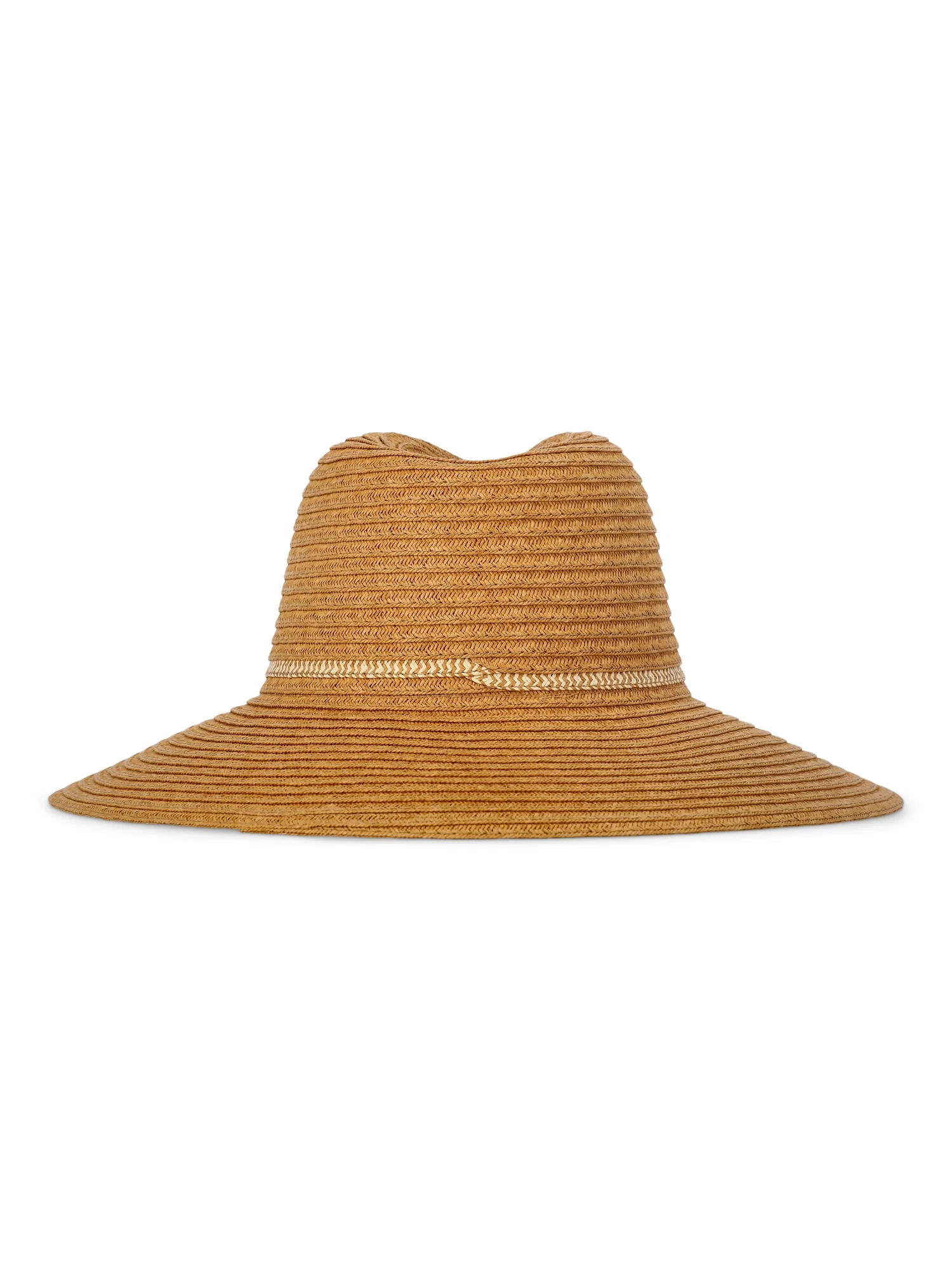 Time and Tru Women's Wide Brim Panama Hat, Dark Natural | Walmart (US)