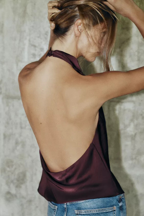 SATIN EFFECT HALTER TOP | Zara US