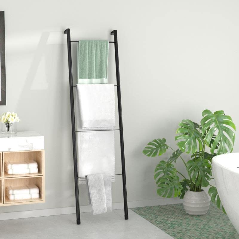 Pickpiff Black Metal Blanket Ladder - Free Standing Wall Leaning Ladder Towel Rack for Decorative... | Amazon (US)