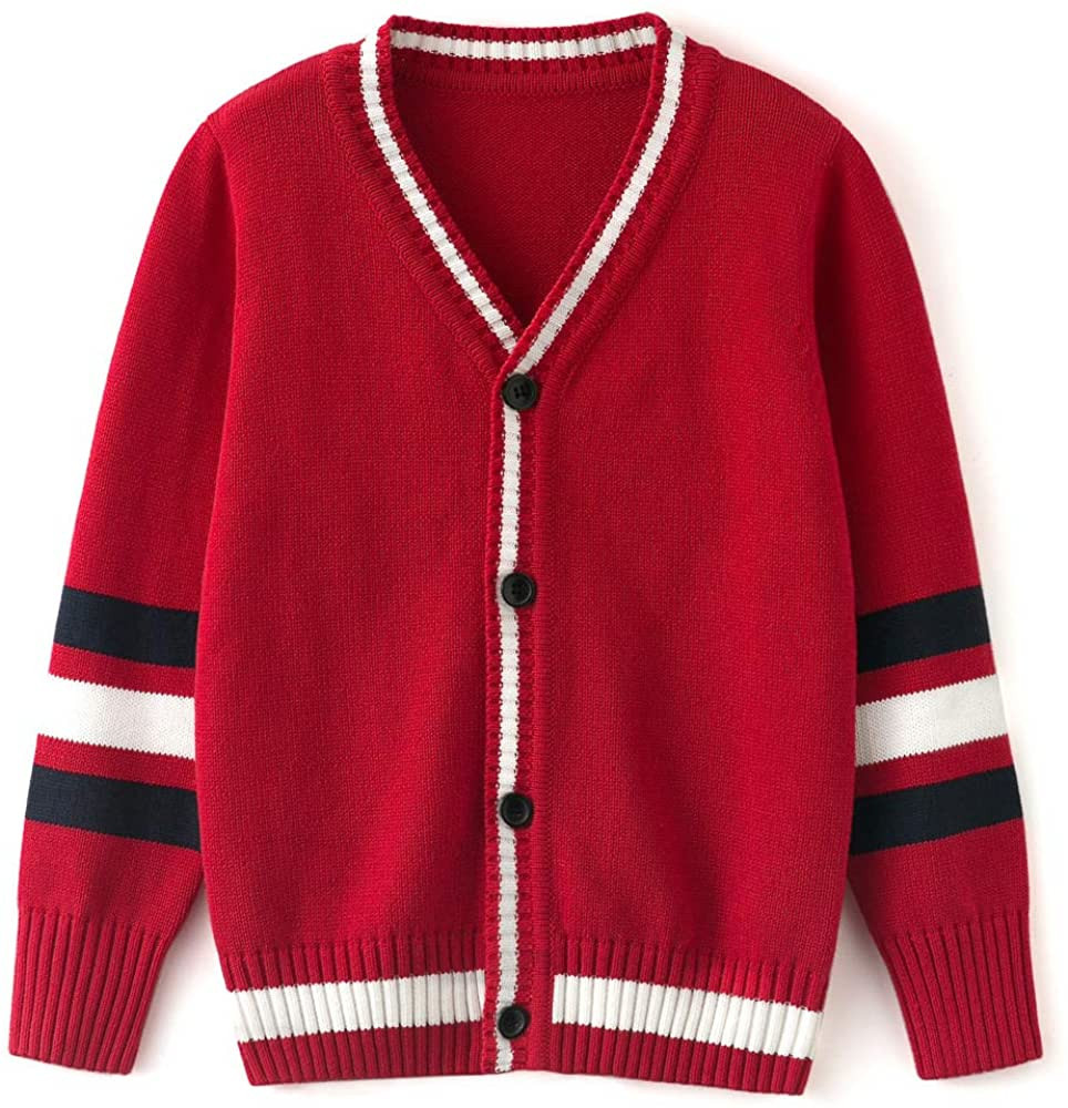 Curipeer Boys' Cardigan Knitted Sweater Fall Button Up Sweater Cardigan for Toddler Boys 3-14Y | Amazon (US)