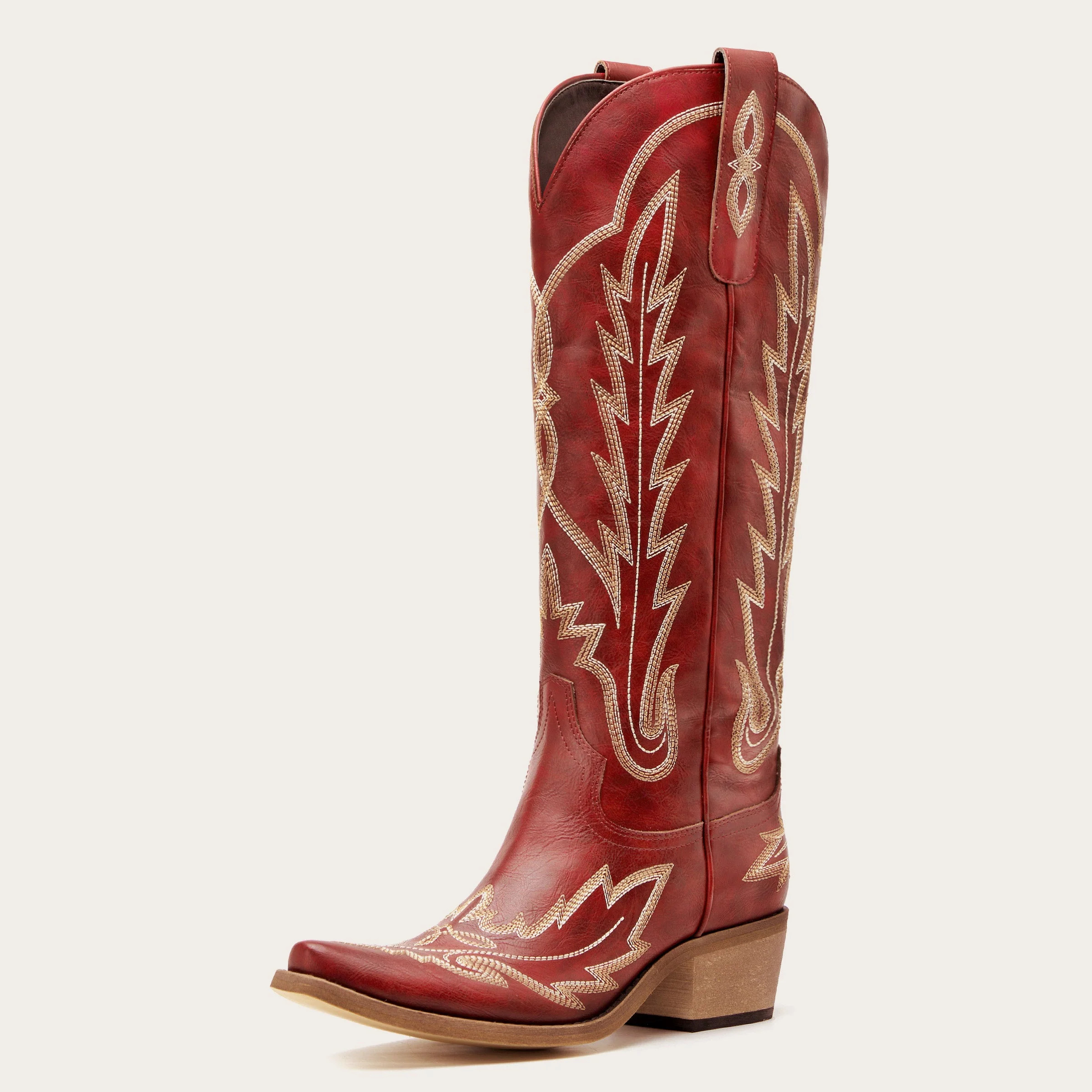 REDTOP Red Western Cowgirl Boots – Tall Embroidered Boots | REDTOP