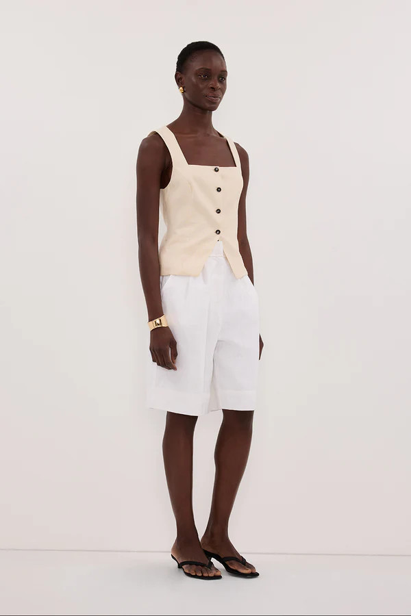 FRAN SANDSTONE LINEN VEST | DISSH