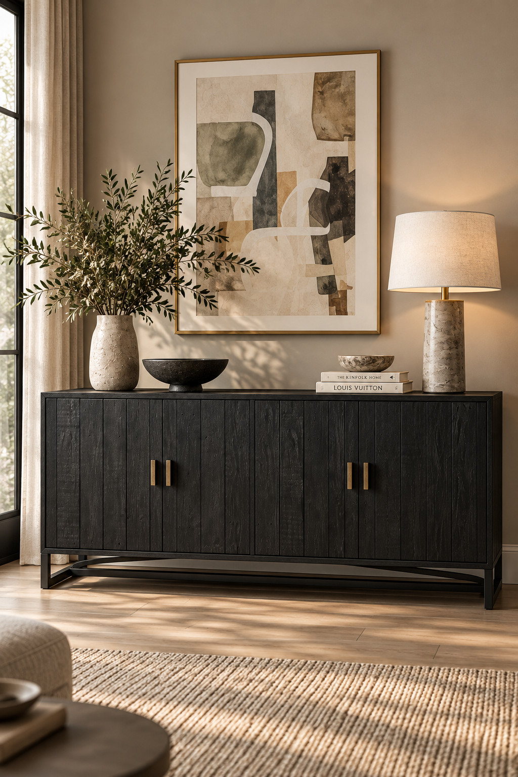 Simple, modern, and so easy to style 🖤 This black pine wood sideboard has subtle vertical detailing that makes it feel elevated without overpowering the room. I’d use this in a dining room, entryway, or even behind a sofa for extra hidden storage. Check the Wayfair Warehouse Sale with savings up to 60% off. #WayfairWarehouseSale #BlackFurniture #Sideboard #DiningRoomRefresh #ModernFurniture #BuffetStorage #WayfairDeals 

 #LTKSeasonal #LTKHome #LTKSaleAlert