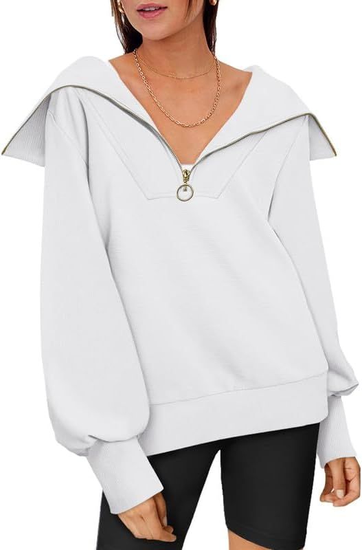 EFAN Womens Oversized Half Zip Pullover Sweatshirts Hoodie Quarter Zip Tops for Teen Girls Fall T... | Amazon (US)